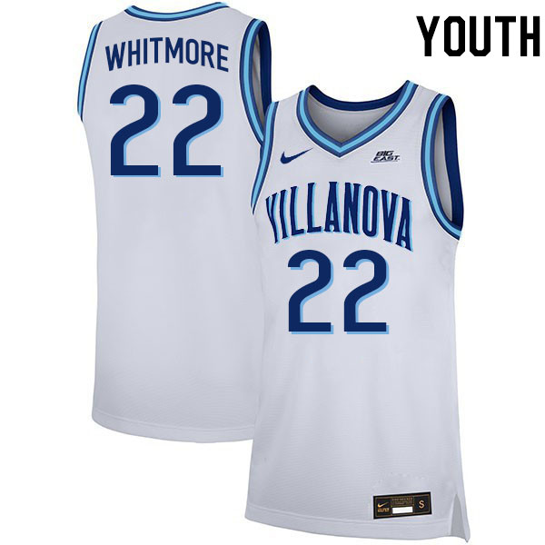 Youth #22 Cam Whitmore Willanova Wildcats College 2022-23 Basketball Stitched Jerseys Sale-White